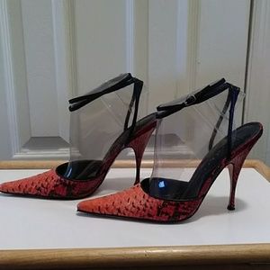 Orange Ombre-colored Snakeskin Stilettos